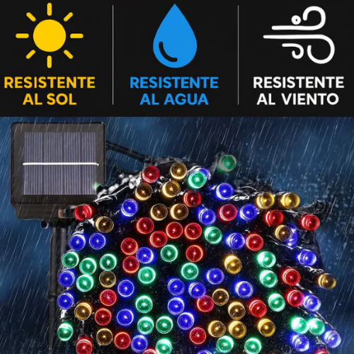 LUCES LED NAVIDEÑAS MULTICOLOR CON PANEL SOLAR (20 METROS) 🎄
