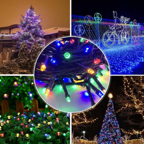 LUCES LED NAVIDEÑAS MULTICOLOR CON PANEL SOLAR (20 METROS) 🎄